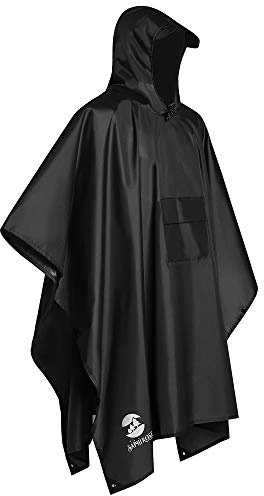 3-in-1 Multi-Functional Rain Poncho Adult 217 x 141cm Polyester Outdoor Rainwear - Waterproof Raincoat, Sunshade Tarp, Tent Ground Sheet Mat
