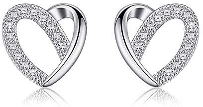 Jewlldeen Pendientes Mujer Plata de Ley 925 Corazón ''Me gustas'' con Para Regalo Originales