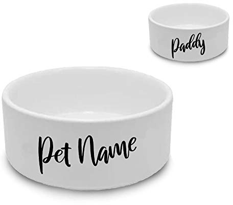 Personalised Dog Bowl with Slanted Name, Personalise with Any Name for Any Canine Friend