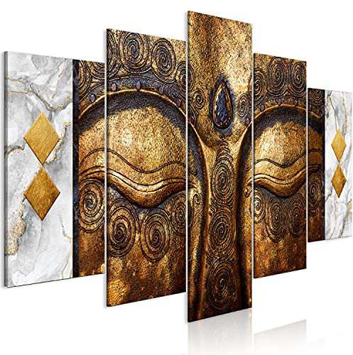 murando Acoustic Canvas Wall Art Buddha 200x100 cm / 79 x 39 picture with acoustic foam sound absorption print image Artwork 5 pcs room acoustics soundproofing Absorption h-C-0231-b-m