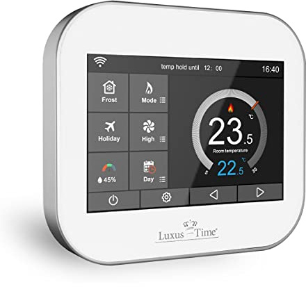 WLAN-fähiges Raumthermostat für elektrische Heizungen in Weiß mit Kindersicherung