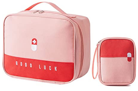 2 Stück Tragbar Medikamententasche, Reiseapotheke Wasserdichte Große Kapazität, Tragbar Medizin Aufbewahrungstasche, Leer Medikament Notfalltasche, für Home Office Reisen Outdoor