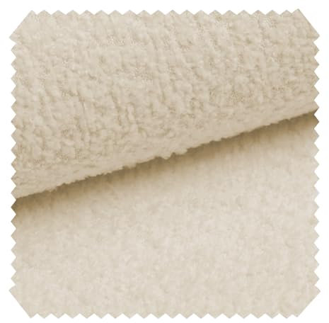 novely® ABEL - Flauschiger Bouclé-Polsterstoff - Recycelter Stoff - Schwer Entzündbarer Möbelstoff - UV-Beständige Meterware 1lfm | Farbe: 03 Creme