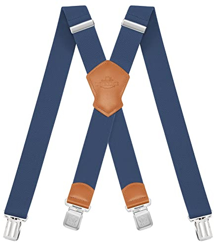 Dresime Bretelle da Uomo per pantaloni con 4 clip forti 4 cm di larghezza, per Uomini e Donne Grandi e alti Larghezza Regolabile di Elastiche e Forma a X Elastica