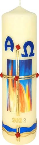 Osterkerze und Wachs, Flammen, A und O, Jahreszahl 270 x Ø 70 mm