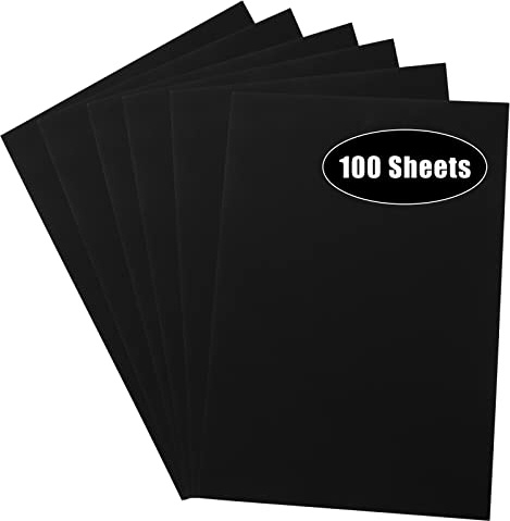 AKOLAFE A3 schwarzes Karton, dickes schwarzes Bastelpapier, 100 Blatt, schwarzes Papier, A3-Größe, schwarzer Karton, 250 g/m²