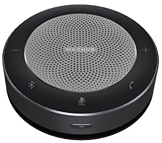 Enther&MAXHUB Upgraded BM21 Bluetooth Conference Speakerphone, Teleconference Speaker with Wireless Charging, USB Speaker with 6 Mics for Home Office, Enhanced 360° Voice Pickup and Noise Reduction