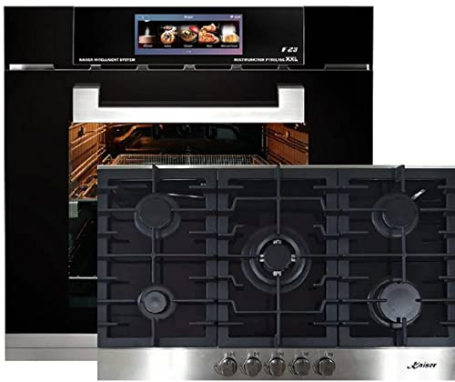 Kaiser Set EH 6344 Four à encastrer verre noir 79L + KCG 9386 Plaque de cuisson à gaz 86 cm