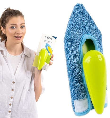 Silva Plumeau et balai à poussière en microfibre de qualité supérieure avec poignée - Chiffons en microfibre et chiffons de nettoyage pour voiture, cuisine, meubles et endroits difficiles à atteindre