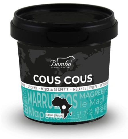 Spezie per Cous Cous Bembo 350 g – Miscela Originale del Maghreb – Mix di Spezie Tradizionali per Cous Cous, Carne di Agnello, Pollo, Pesce e Verdure – Aromi Naturali per Cucina Nordafricana