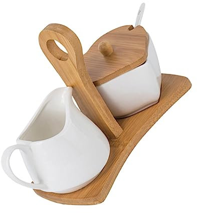 Mikinona 1 Juego Juego De Jarras De Leche Con Azucarero Botellas De Pimienta Titular De Azúcar Tazón De Condimento Jarra Para Servir Café Bote De Cafe Mini Cerámica Porcelana Harina