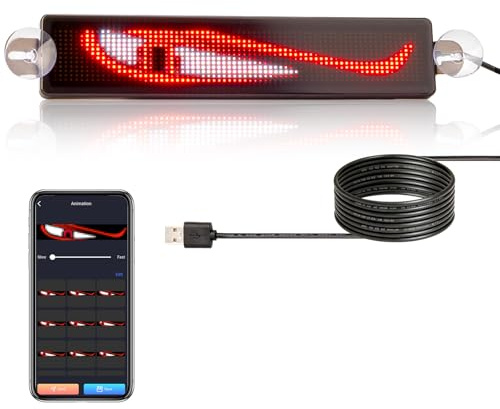 Leadleds Programmierbare LED Anzeigetafel 23 x 5 cm, Lauftext & Animationen | Scrollendes LED-Schild mit App-Steuerung, Nachrichtenbrett für Autofenster, Taxi, Ladenfront