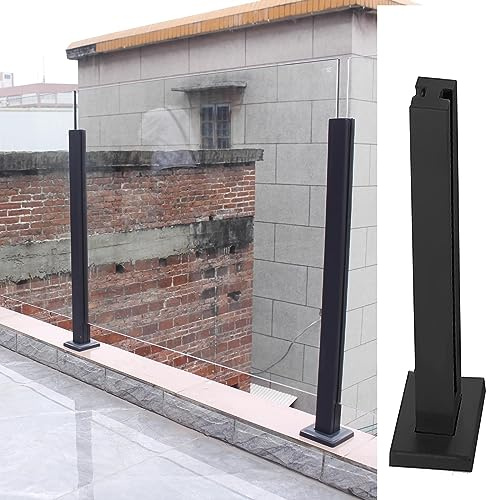Glasgeländer Glasgeländer/Kunststoffplatten, Balusterpfosten For Balkon, Treppenabsatz/um Pool/Terrasse, Geländer Aus Gehärtetem Glas, Edelstahl Schwarz, Treppengeländer-Set(Middle post,85cm/33.5in)