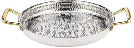 UGCER Spanische Paella-Pfanne aus Edelstahl 304 – antihaftbeschichtete Pfanne mit Zwei Griffen zum Kochen zu Hause oder im Restaurant – schnelles und gleichmäßiges Erhitzen,Silber,20cm