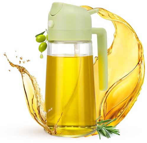 undersary Oil Spray Bottle 2 in 1 Oil Dispenser and Oil Sprayer -15.5oz/460ML Oil Sprayer For Cooking,Salad,Barbecue,Frying (Green)
