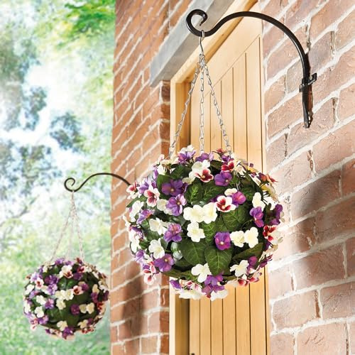 Artificial Faux Flower Pansy Hanging Ball for Garden | 29cm