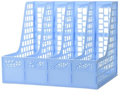 A4 Ordner Aufbewahrungsbox Faltbarer Stehsammler mit 4 vertikalen Fächern Büro Heim Organisation Schreibtisch Organizer für Bücher Magazin Brief Zur geordneten Aufbewahrung