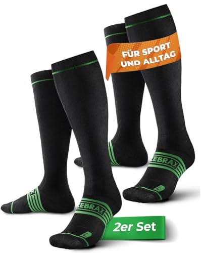 ZEBRAX® Kompressionsstrümpfe Damen & Herren [Gr. 35-47] zur Förderung der Performance I Gepolsterte Stützstrümpfe für schmerzfreies Joggen uvm. I Atmungsaktive Kompressionsstrümpfe Herren