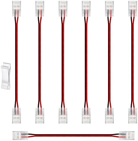 Lewttyer 2Pin 10Mm Led Light Strip Verbinder 22Awg 150Mm/6In Cob Led Einfarbig Verlängerung Stecker Lötfrei Adapter Terminal Für Cob 12V/24V Lichtleisten (7 Stück)
