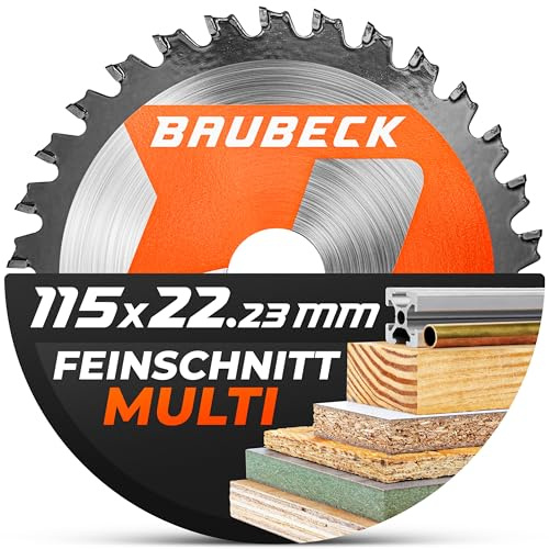 BAUBECK Disque bois flexible 115 mm, 36T, 1,9 mm – coupe dans le bois, aluminium & métal, lame pour meuleuse d’angle 115, lame 115 mm pour meuleuse d’angle