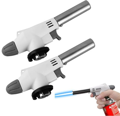 2 Pieces Kitchen Blow Torch Cooking Blow Torch Gas Torch Flame Adjustable Gas Butane Culinary, Kitchen Butane Torchfor Home and Outdoor, Baking, Cooking, Camping and BBQ