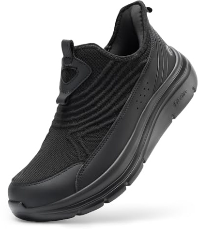 FitVille Slip On Zapatillas Deportivas de Horma Ancha para Hombre Sin Cordones Zapatos Transpirables, Cómodas para Caminar y Correr