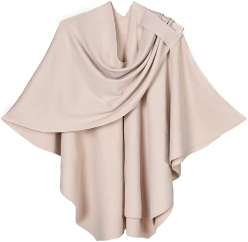 Shmily Girl Damen Poncho Schal Cashmere Feeling Strick Cape Cardigan Für Frauen Geschenk Für Mutter (Beige)