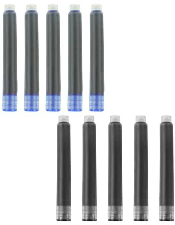 YUNCHUN 10PCS Fountain Pen Ink Refills, 2.6 mm Ink Cartridges Sets for Hongdian, Pen Ink Writing Supplies International Standard Ink Refills, Smooth Writing, Large Capacity and Easy Carry Black + Blue