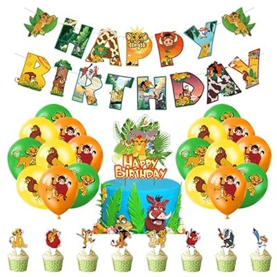 Decorazione di Compleanno Lion King Compleanno Decorazione Re Leone Festa di Compleanno Lion King Palloncini Feste Re Leone Palloncino Festa Lion Topper Torta Festone Buon Compleanno