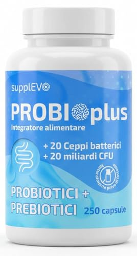 Fermenti Lattici Probiotici Prebiotici 250 Capsule (Scorta 4 Mesi) - 20 Miliardi CFU, 20 Ceppi Senza Lattosio, con Inulina, Bromelina e Vitamine B - Flora Intestinale, Gonfiore Addominale e Digestione