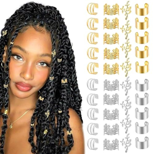 ZYEKIU 120 Piezas Accesorios Pelo Trenza Accesorios Pelo Mujer Cuentas Cabello Joyas para Rastas de Cabello Accesorio para Rastas Ajustables Mujeres y Hombres Decoración Fiestas