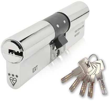 IRONWORX® Spectre Nickel 45mm (Internal) / 55mm (External) (100mm) Maximum-Security Police Approved TS007 BSI 3 Star Double Euro Cylinder Lock (Key Both Sides), Includes 5X Keys