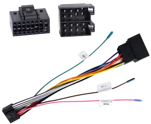 CAMECHO ISO Autoradio Car Adapter Kabel, 16-Pin DIN Stecker, Universal Anschluss für Power und Lautsprecher