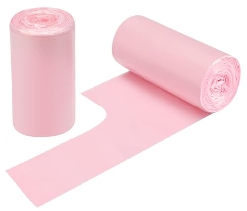 2 Rollen kleine Müllbeutel - 60 Stück robuste 12-15-Liter-Müllsäcke für Haushalt, Büro, Küche, Bad & Kinderzimmer (Rosa)