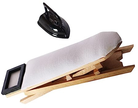 Milisten Miniatura Plancha y Tabla de Planchar para Casa de Muñecas Juguete Infantil Seguro y para Decoración y Juego Detallado y para Niñas