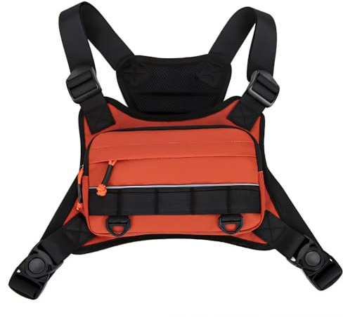 MiOYOOW Outdoor Chest Bag, Partitioned Multi-Purpose Daypack with Adjustable Strap, Lightwight Chest Rig Pack for Hiking, Workout