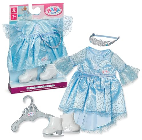 BABY born Eisprinzessinnen-Set für 43 cm Puppen mit Schlittschuhen | Glitzerkleid, Tiara, Schlittschuhe, passend für 43 cm Puppen