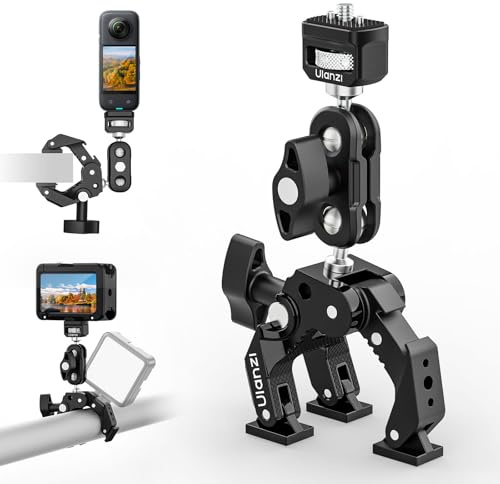 ULANZI CO78 Super Clamp Kit w Magic Arm, for Action Cam – 1/4 & ARRI Locating Pins + Cold Shoe Mount, 3-Jaw & Dual Ball Head Designed for Flexible, Low & High Angle Shot, Load Capacity Within 1kg