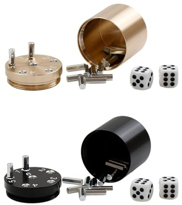 BestSaller SUPER SIX Würfelspiel Aluminum, Farbe:schwarz & Gold