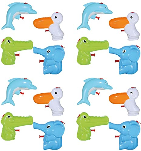 Bada Bing 12er Set Wasserpistole Tiere für Kinder Spritzpistole Kleinkind süß klein Kindgerecht Kindergeburtstag Geschenk Mitbringsel Spielzeug Wasserspritze Sommer Pelikan Elefant Delfin Krokodil 92