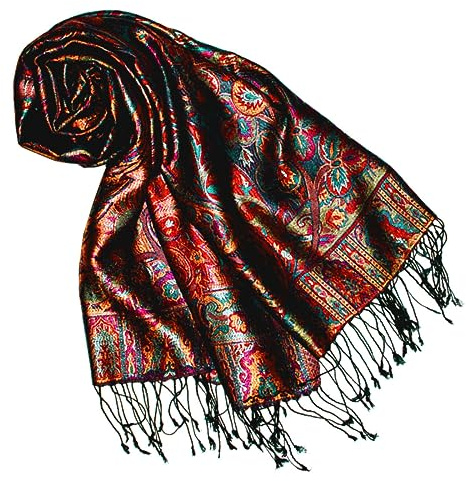Lorenzo Cana Pashmina Jacquardsjal, 100 % silke, paisleymönster, paisley, sidenhalsduk, pashmina, flerfärgad, 70 x 190 cm, Material: Polyester, One Size