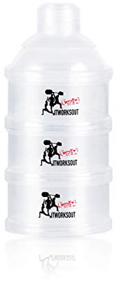 ITWORKSOUT Supplement Powder Dispenser,Protein Powder dispenser,Vitamins container,Travel friendly,Multi-Purpose,supplement Storage Container,BPA Free,3 Compartments,Transparent,funnel dispenser