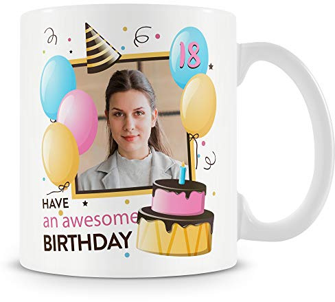 18th Birthday Gift - Personalised Photo Mug/Cup- Awesome Birthday - 18 Year Old