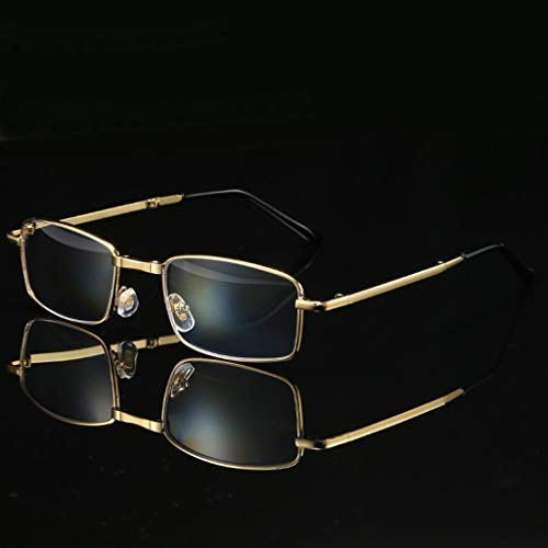 VOCD Klappbare Lesebrille Fern Und Nah Dual-Use Anti-Blaulicht Spiegel Double Light HD Automatischer Zoom Alte Brille Gleitsichtbrille - Metall Vollformat