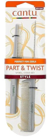 CANTU - Set de Peines para Estilizado - Unisex - 2 piezas - Con Mango Metálico y Peine en Espiral - Define Rizos - Separa Secciones - Ideal para Styling Texturizado - Peinado sin Frizz ni Tirones