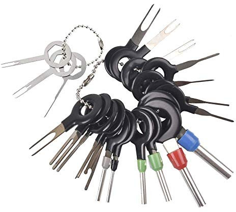 Terminal Removal Tool,21 PCS Auto Key Extractor Tool Pin Extraction Tool Kit Electrical Wiring Crimp Connector for Depinning Crimp Wire Connectors