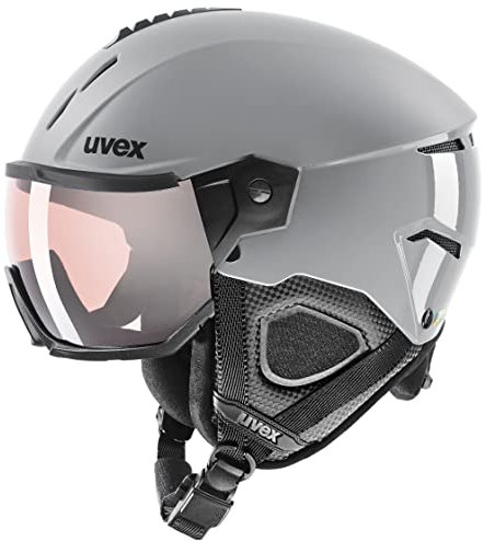 uvex Instinct Visor pro v - Skihelm für Damen und Herren - mit Visier - individuelle Größenanpassung - Rhino - 59-61 cm