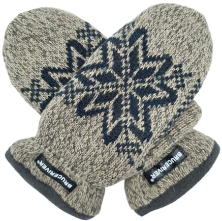 BRUCERIVER Damen Strickhandschuhe Schneeflocke | Warme Fleecefütterung
