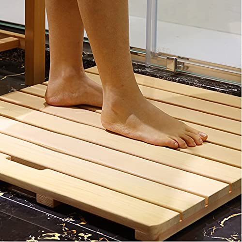 KDDFN Naturholz-Duschmatte,rutschfeste Bambus-Badematte,für den Innen- oder Außenbereich,Bad Duschmatte,Bambus Badematte für die Dusche,Spa und Sauna (45x80cm/18x32in)
