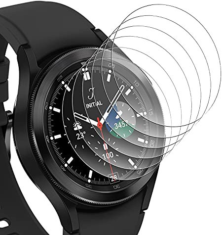 Bigqin 34.5mm Screen Protector Compatible for Samsung Galaxy Watch 4 Classic 46mm, 6 Pieces Tempered Glass Screen Protector, HD Clear, 9H Hardness, Bubble Free, Anti-scratch Protection Film